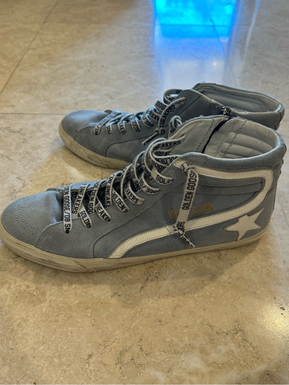 Golden Goose Light Blue Suede Slide Sneakers Size 12 - Picture 4 of 10